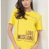 Tениска с овално деколте и бляскава щампа Love Moschino