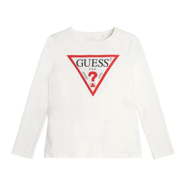 Блуза от жарсе с декоративни камъни GUESS JEANS