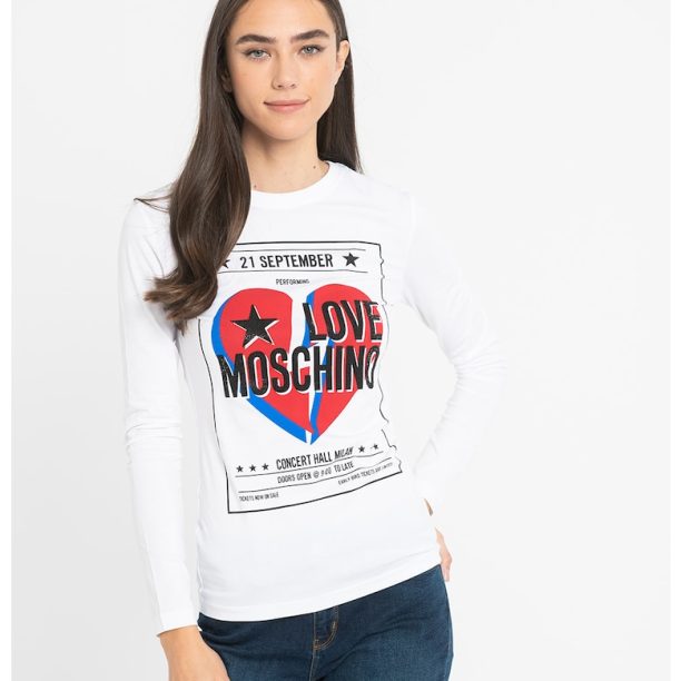 Блуза с овално деколте и лого Love Moschino