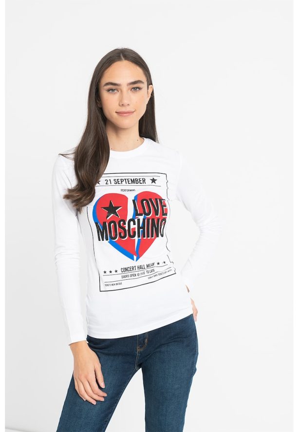 Блуза с овално деколте и лого Love Moschino