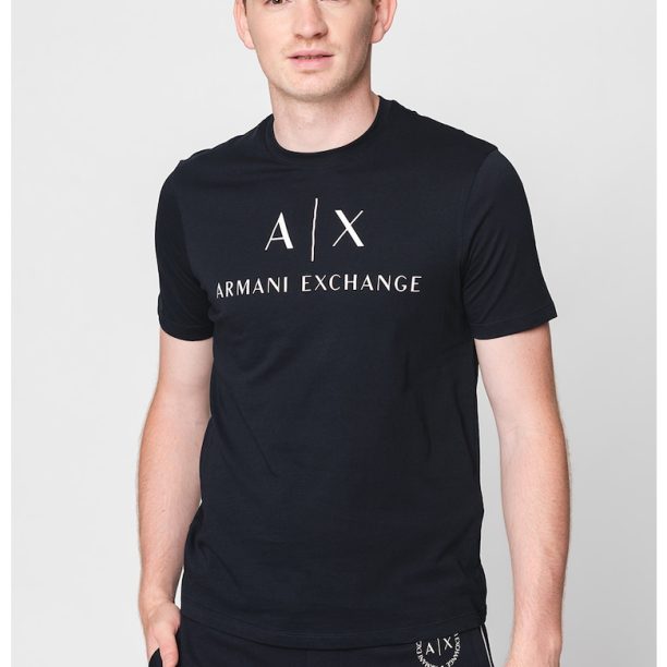 Вталена памучна тениска с лого ARMANI EXCHANGE