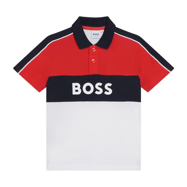 Вталена тениска с яка BOSS Kidswear