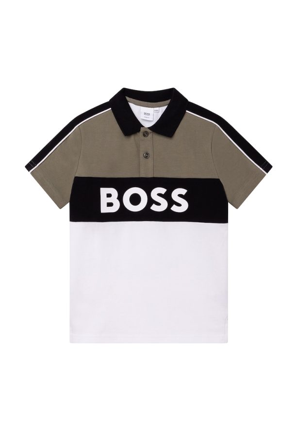 Вталена тениска с яка BOSS Kidswear