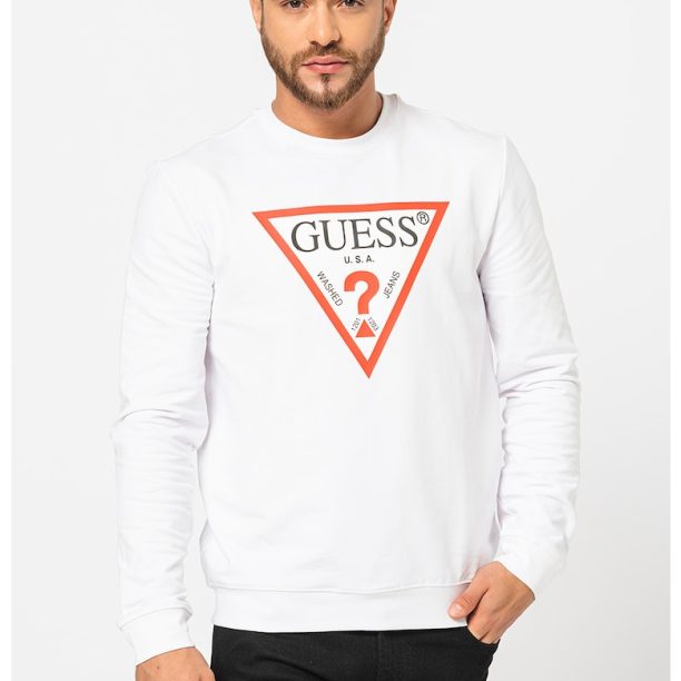 Суитшърт с овално деколте и лого GUESS JEANS