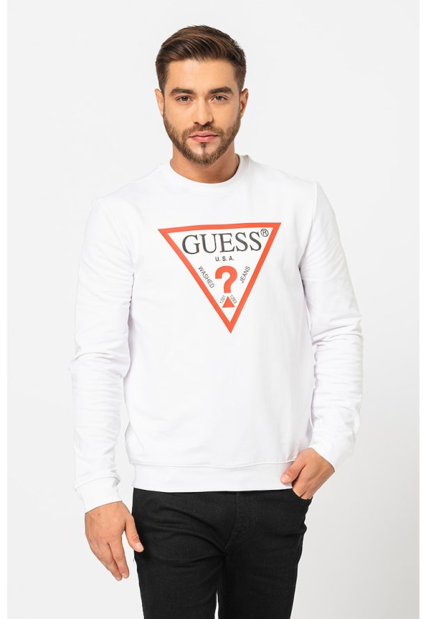 Суитшърт с овално деколте и лого GUESS JEANS