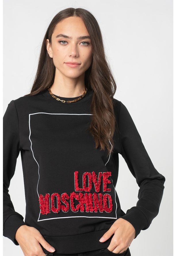 Суитшърт с овално деколте и лого Love Moschino