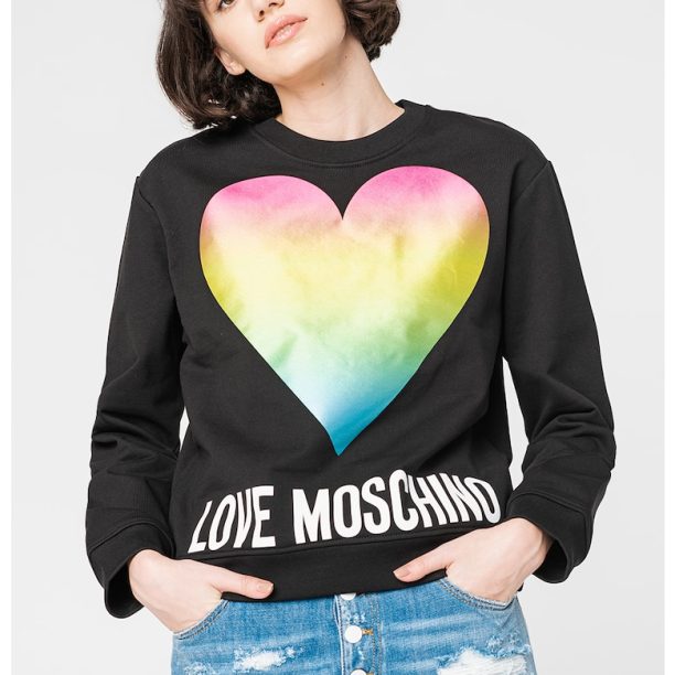 Суитшърт с овално деколте и лого Love Moschino