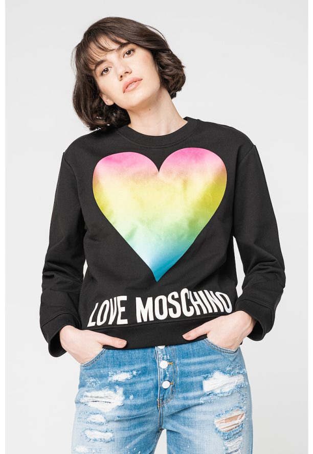 Суитшърт с овално деколте и лого Love Moschino