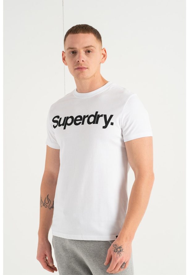 Тениска от жарсе с овално деколте и лого SUPERDRY