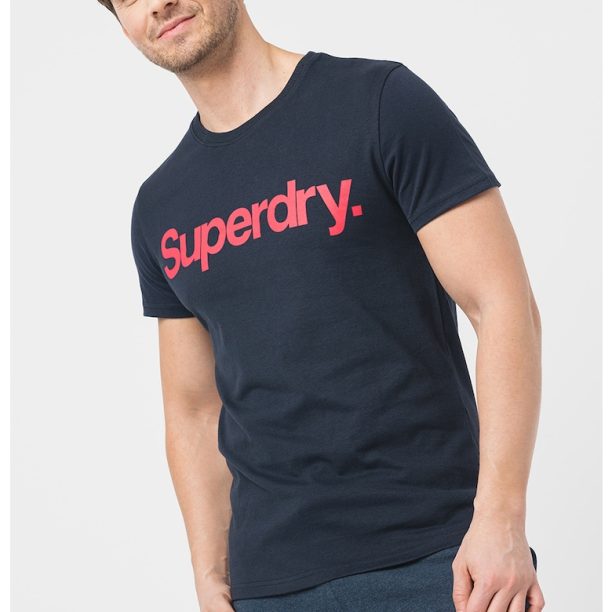 Тениска от жарсе с овално деколте и лого SUPERDRY