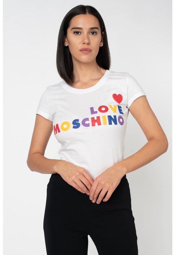 Тениска с гумирано лого Love Moschino