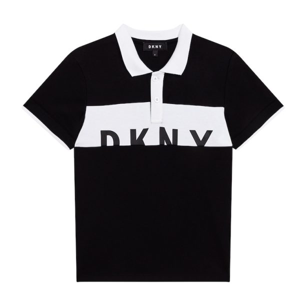 Тениска с лого и яка DKNY