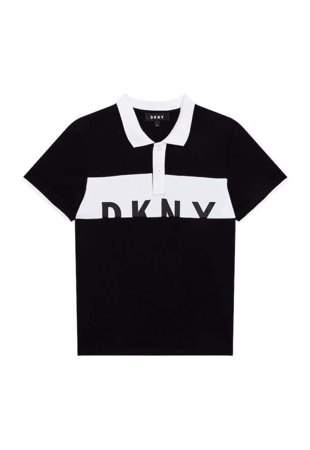 Тениска с лого и яка DKNY