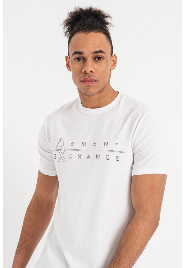 Тениска с овално деколте и лого ARMANI EXCHANGE