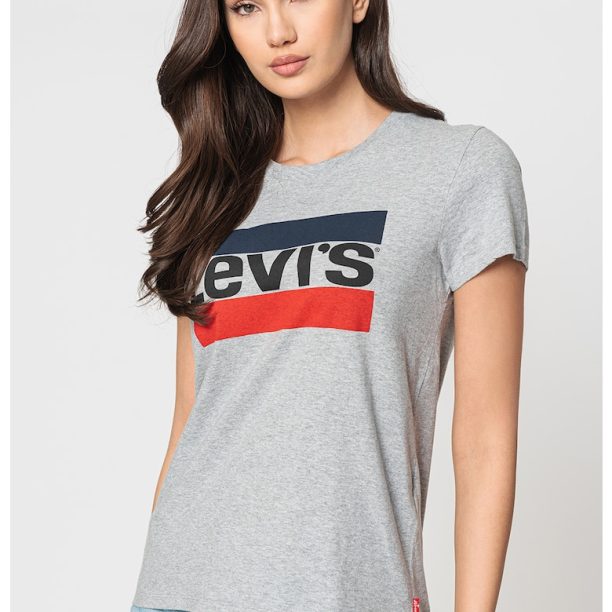 Тениска с овално деколте и лого Levis