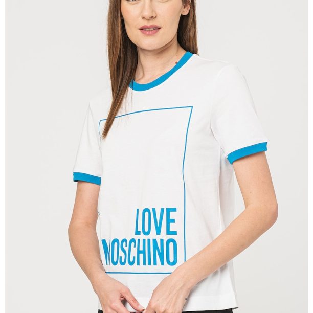 Тениска с овално деколте и лого Love Moschino