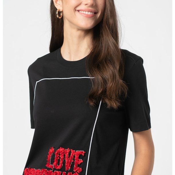 Тениска с овално деколте и лого Love Moschino