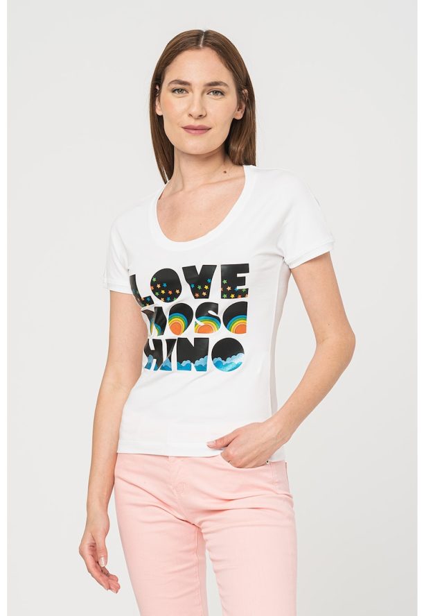 Тениска с памук и лого Love Moschino