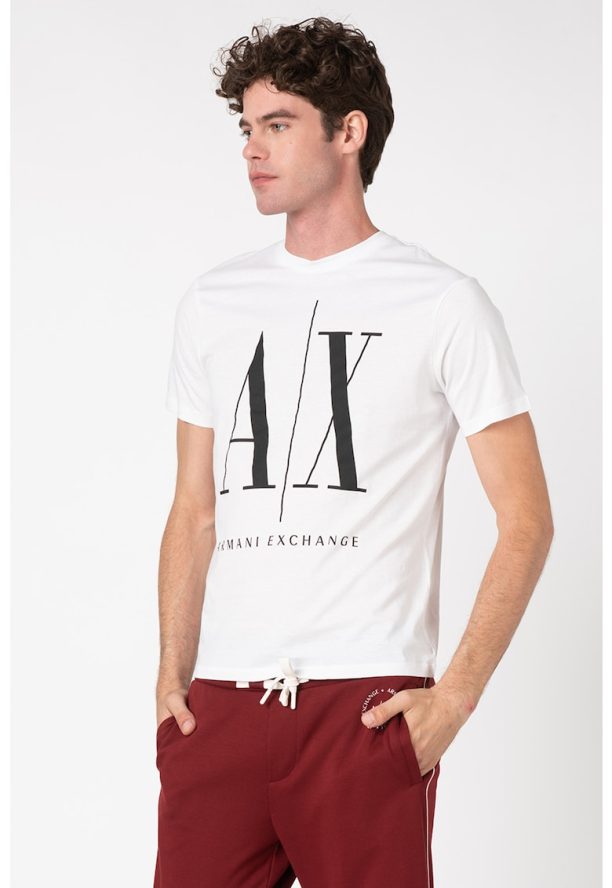 Тениска с уголемено лого ARMANI EXCHANGE