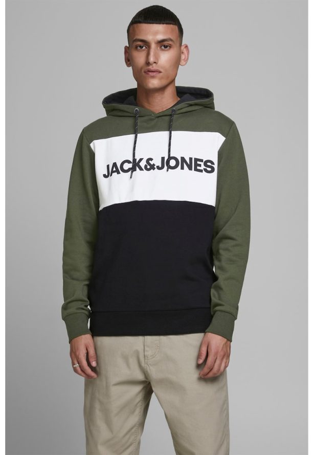 Худи с дизайн с цветен блок и лого Jack  Jones