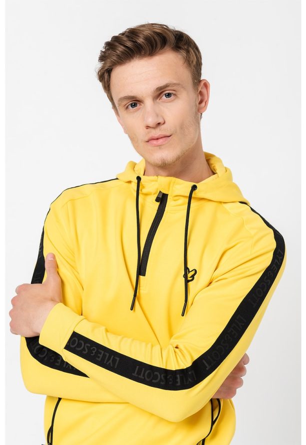 Худи с цветен блок и къс цип Lyle  Scott