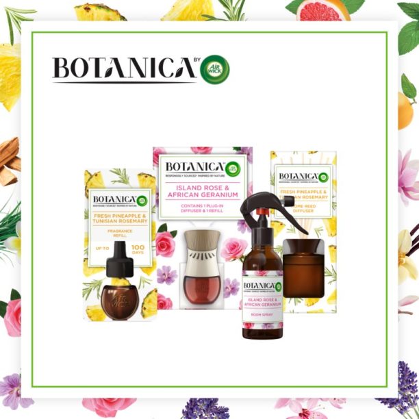 Air Wick Botanica Island Rose & African Geranium ароматна свещ  с аромат на рози 205 гр. на ниска цена