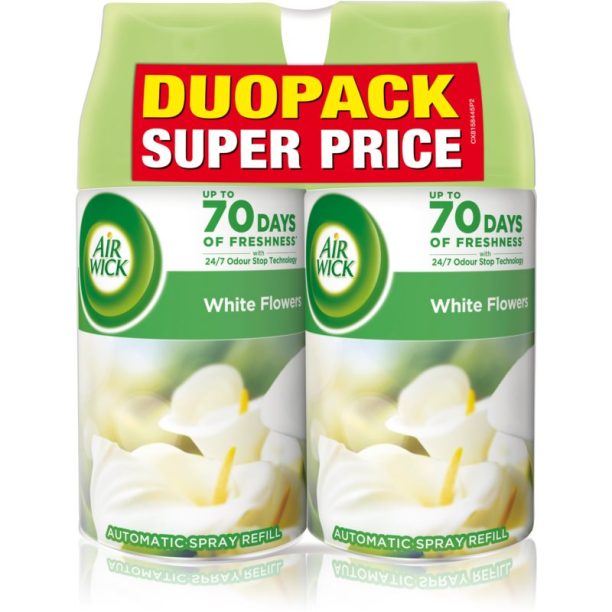 Air Wick Freshmatic White Flowers ароматизатор за въздух пълнител с аромат DUO 2x250 мл.