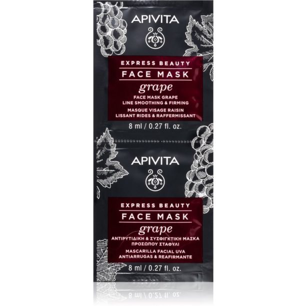 Apivita Express Beauty Grape стягаща маска против бръчки 2 x 8 мл.