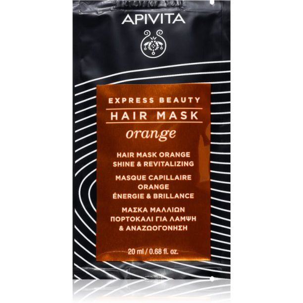 Apivita Express Beauty Orange ревитализираща маска за коса 20 мл.