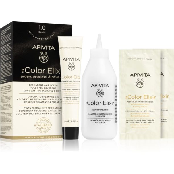 Apivita My Color Elixir боя за коса без амоняк цвят 1.0 Black