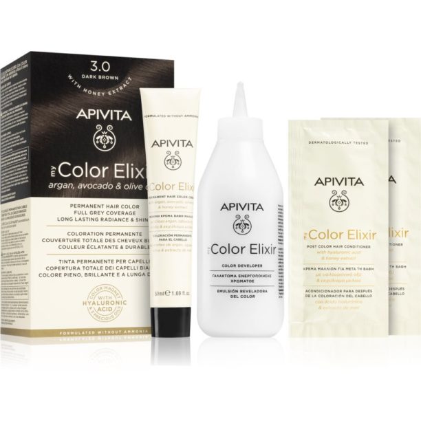 Apivita My Color Elixir боя за коса без амоняк цвят 3.0 Dark Brown