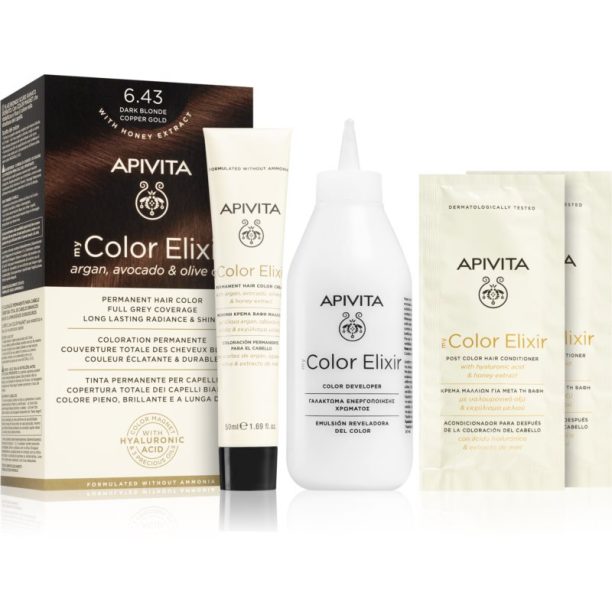 Apivita My Color Elixir боя за коса без амоняк цвят 6.43 Dark Blonde Copper Gold