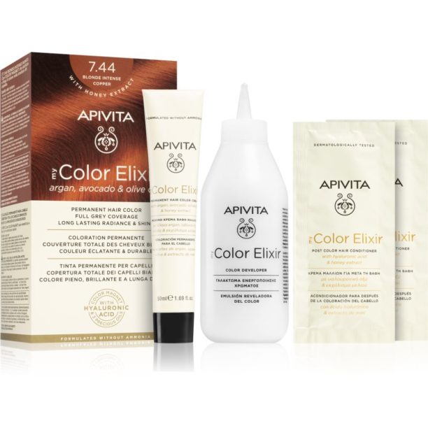 Apivita My Color Elixir боя за коса без амоняк цвят 7.44 Blonde Intense Copper