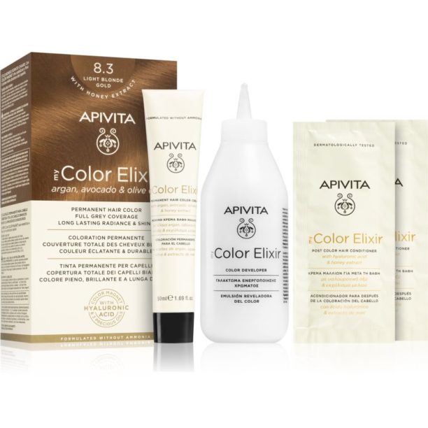 Apivita My Color Elixir боя за коса без амоняк цвят 8.3 Light Blonde Gold