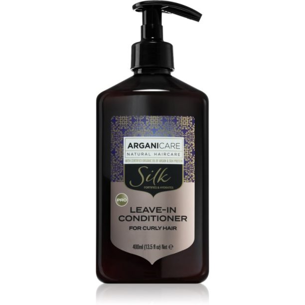 Arganicare Silk Protein Leave-In Conditioner балсам без отмиване за къдрава коса 400 мл.