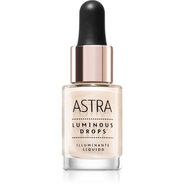 Astra Make-up Luminous Drops течен хайлайтър цвят 02 Liquid Sun 15 мл.