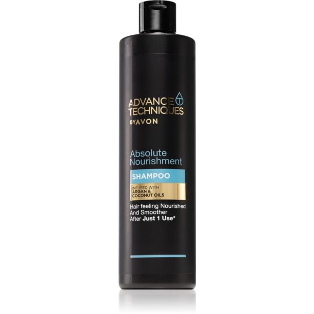 Avon Advance Techniques Absolute Nourishment подхранващ шампоан с мароканско арганово масло за всички видове коса 400 мл.