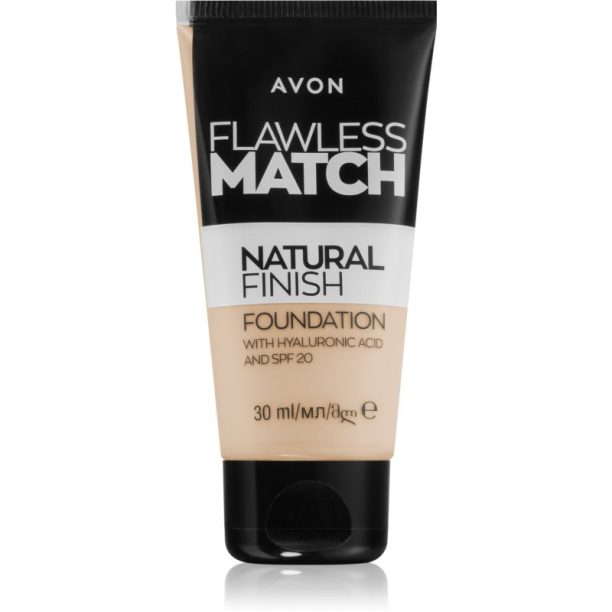 Avon Flawless Match Natural Finish хидратиращ фон дьо тен SPF 20 цвят 120N Porcelain 30 мл.