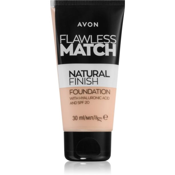 Avon Flawless Match Natural Finish хидратиращ фон дьо тен SPF 20 цвят 145P Ivory Pink 30 мл.