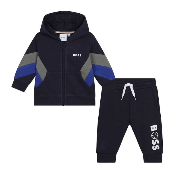 BOSS - Худи с цип и спортен панталон с щампа BOSS Kidswear