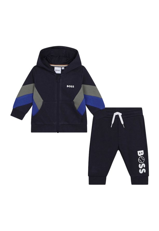 BOSS - Худи с цип и спортен панталон с щампа BOSS Kidswear