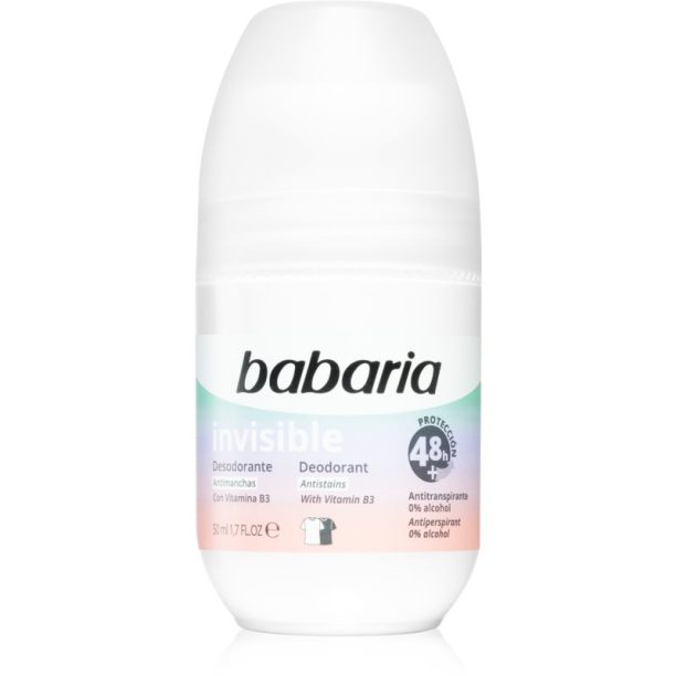 Babaria Deodorant Invisible рол- он против изпотяване срещу бели и жълти петна 50 мл.