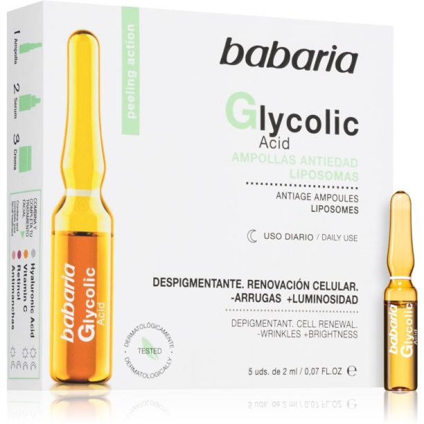 Babaria Glycolic Acid озаряващ серум против бръчки в ампули 5x2 мл.