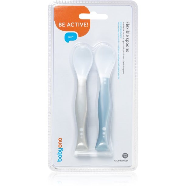 BabyOno Be Active Flexible Spoons лъжичка Grey/Blue 2 бр.