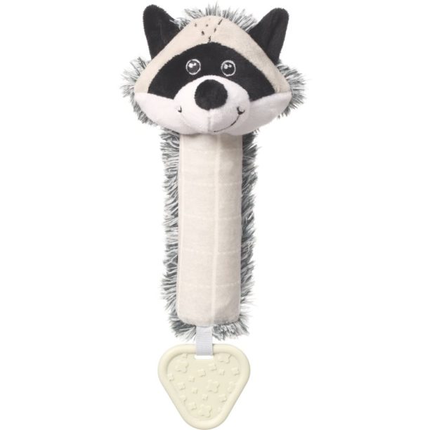 BabyOno Squeaky Toy with Teether писукаща играчка с гризалка Racoon Rocky 1 бр.