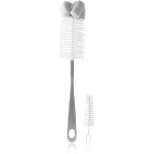 BabyOno Take Care Brush for Bottles and Teats with Mini Brush & Sponge Tip четка за почистване Grey 2 бр.