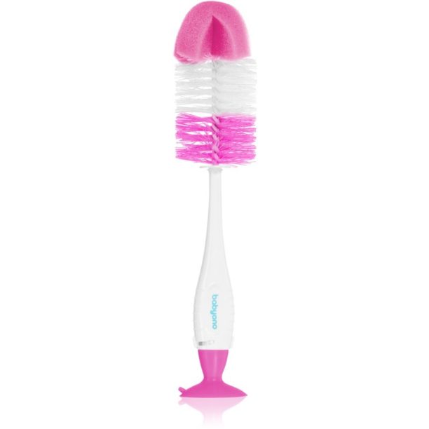 BabyOno Take Care Brush for Bottles and Teats четка за почистване 2 в 1 Pink 1 бр.