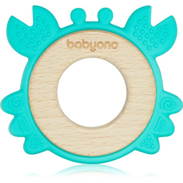 BabyOno Wooden & Silicone Teether гризалка Crab 1 бр.