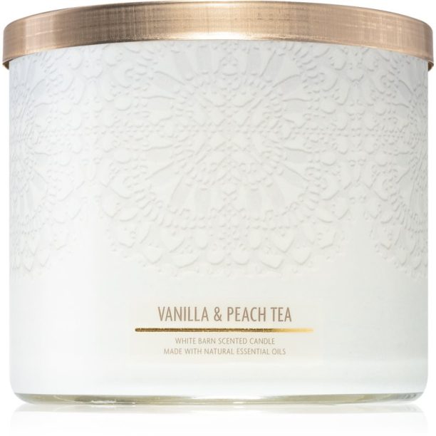 Bath & Body Works Vanilla & Peach Tea ароматна свещ 411 гр.