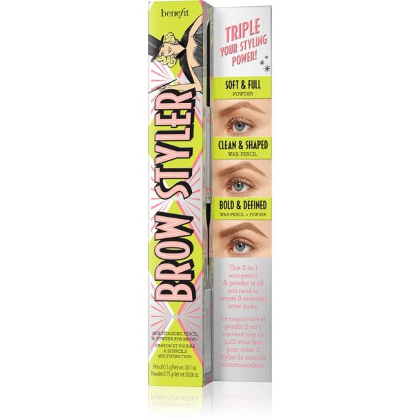 Benefit Brow Styler молив и пудра за вежди 2 в 1 цвят 2 Warm Golden Blonde 1.05 гр. купи на топ цена